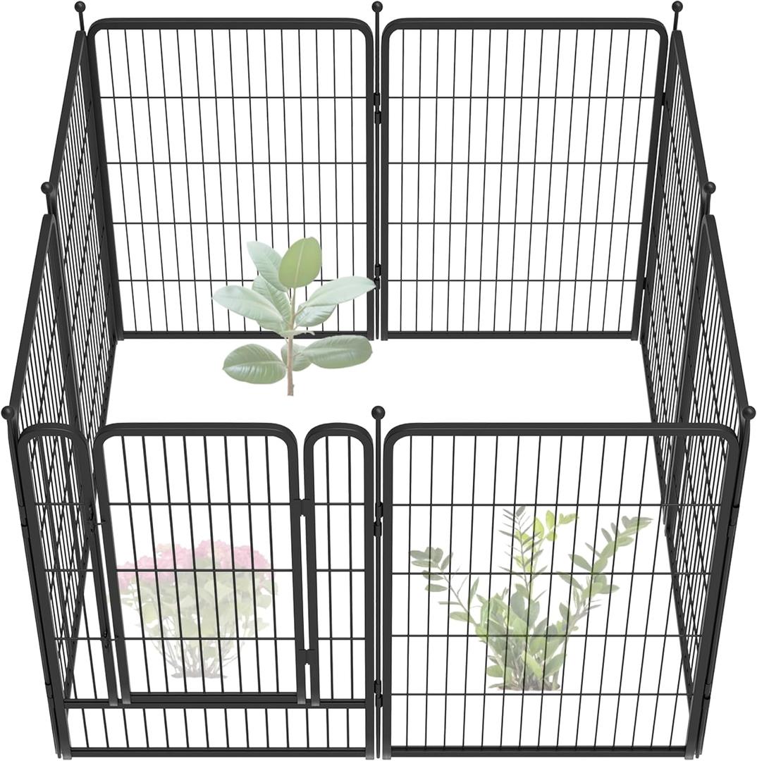 FXW Garden Fence 40in(H) x 18.0ft(L), 8 Panels Decorative Dog Fence Outdoor for The Yard  Heavy Duty Metal Animal Barrier for Dog and Rabbit, Easy Setup, Black