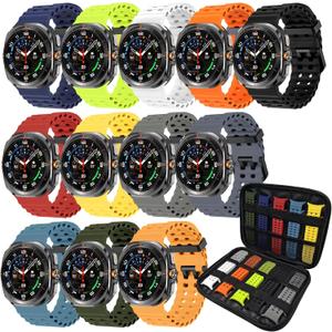 Sport Bands with Storage Case Compatible for Samsung Galaxy Watch Ultra 47mm,No Gap Breathable Wristband Waterproof Replacement Soft Silicone Strap for Men Women (12 colors)