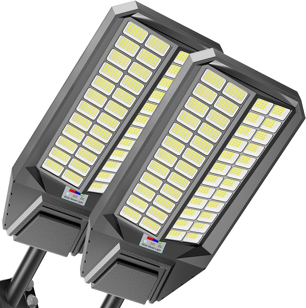loyoele Large Solar Street Light, Led Flood Lights Outdoor, Waterproof, XXL-12000-2 Pack