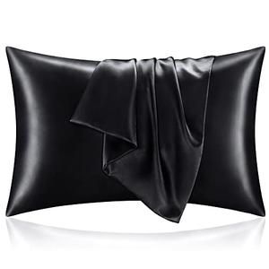 BEDELITE Satin Pillowcase for Hair and Skin, Super Soft and Cooling Similar to Silk Pillow Cases 2 Pack with Envelope Closure, Gift for Women Men(20"x30" Queen Size, Black)