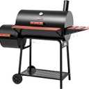 Royal Gourmet CC1830W 30-Inch Charcoal Grill with Offset Smoker and Wood-Painted Side Table, Outdoor Smoker Grill with 811 Sq. In. Cooking Area for Outdoor Barbecue Event, Black