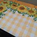 Romanstile Summer Tablecloth Rectangle, Sunflower Buffalo Plaid Decorative Table Cloths Stain Resistant Fabric Table Cover for Dinner/Party/Picnic/Indoor/Outdoor (Orange, 60 x 102 Inch)