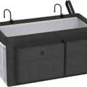 Bedside Caddy Bedside Organizer with Fixed Straps & Water Bottle Holder, Bunk Bed Caddy ideal for Home, Dorm, Hospital, Crib, Versatile Bedside Storage Solution (Black)