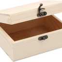 (1-Pack Unfinished Unpainted Wooden Box with Hinged Lid for Crafts DIY Storage Jewelry Plain Pine Box - Small 6.7"x5.1"x3.1"