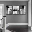 Framed Black White Gray Abstract Wall Art, 3 Piece Canvas Prints 16x24 In, Size: 16" W x 24" H x 3Pcs