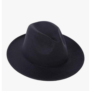 1 PK Black British Classic Wool Blend Jazz Hat Manhattan Short Brim Flat Top Fedora Hat Church Derby Cap Herringbone Trilby Retro Woolen Beanie Hair Decorated for Unisex