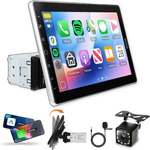 10.1 inch Single Din Touchscreen Car Stereo with Carplay Android Auto,1080P IPS Detachable Touch Screen,Bluetooth,12LED IP69k Backup Camera,FM Radio GPS,USB/AUX,Mirror Link,SWC 10.1 inch Single Din Touchscreen Car Stereo with Carplay Android Auto,1080P IPS Detachable Touch Screen,Bluetooth,12LED IP69k Backup Camera,FM Radio GPS,USB/AUX,Mirror Link,SWC