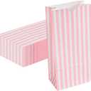 Restaurantware Bag Tek 2 LB Disposable Lunch Bags 100 Sturdy Take Out Bags - Flat Bottom Great For Restaurants Cafes And Bakeries Pink And White Paper Popcorn Bags Versatile For Grocery