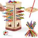 Montessori Game Wooden Board Game, Multiplayer for Kids 4-8, Math Educational, Fine Motor Skill Toy for Girls Boys, Classic Fun Games for Age 3 4 5 6 7 8 Girls Boys Gifts (Storable)