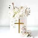 SUVO 10-Piece Set, Gold Cross Cake Toppers, 3.82"" x 5.59"" Each, Baptism First Holy Communion Cake Topper
