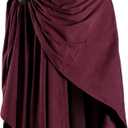 HiiFeuer Medieval Corduroy Hooded Cloak with Adjustable Brooch, Fantasy Poncho Renaissance Costume Cape Ren Faire Cosplay (Red)
