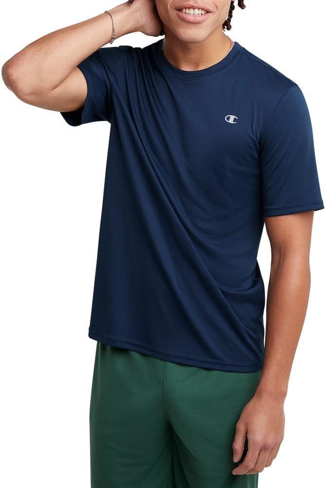 Champion Men's Athletic Short Sleeve T-Shirt, Standard Fit, Moisture Wicking, Anti Odor, Navy, X-Large Tall