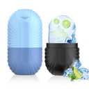 2pcs Ice Roller for Face and Eye, Silicone Ice Facial Roller Ice Holder, Face Ice Mold Skin Care, Face Icers Reusable Ice Cube Roller for Shrink Pores Anti Wrinkle Reduce Puffiness, Black Blue