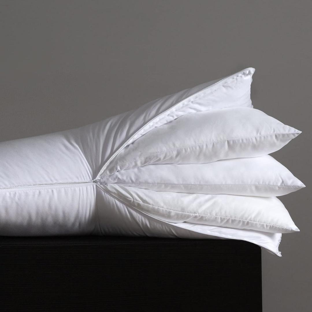 Three Geese Adjustable Layer Pillows, Assembled 3 in 1 Bed Pillow,Soft Pillow Good for Side and Back Stomach Sleeper,Queen Size Pack of 1 (White)