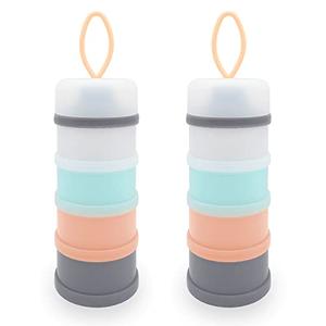 LADISO Baby Formula Dispenser, Formula Container, Portable Milk Powder Container, Non-Spill Stackable Baby Snack Storage Container, Baby Feeding Travel Storage Container, BPA Free, 4 Layers 2 Packs