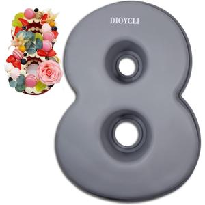 Dioycli Large Number Cake Pans for Baking 3D Cake Silicone Cake Mold DIY Personalized Cake Pan for Birthday and Wedding Anniversary Number 8 Cake Pan of 10 Inch
