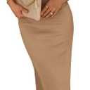 PRETTYGARDEN Women's Summer Bodycon Maxi Tube Dress Ribbed Strapless Side Slit Long Going Out Casual Elegant Party Dresses (Camel, X-Small)