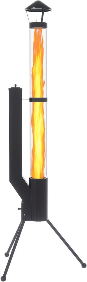 64 Inches Rocket Stove, Wood Pellet Patio Heater with Glass Tube, Portable Fireplace for Backyard, Porch, Patio and Garden