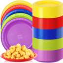 Gerrii 100 Packs Colorful Plastic Plates 10'' Round Disposable Colorful Party Plates Bulk for Dinner Party Event Weddings Birthdays, 5 Colors