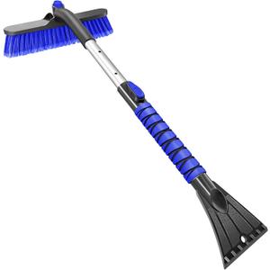 HEEYA Car Scraper with 12.6 Inch Large Brush Head, Extendable Snow Scraper for Windshield Window, Snow Brush and Ice Scraper for SUV Truck Automobile Vehicle - Blue
