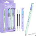WRITECH Gel Pens Medium Point: Morph 0.7mm Black Ink Mini to Full Size Soft Grip Portable Extendable Pocket Pen Set with 2 Pens and 2 Refills