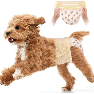 Ambreview Dog Diapers Female, Disposable Diapers for Female Dog with Stretchy Waist, Pull Up Puppy Wraps for Doggie in Heat Period Super Absorbent LeakProof Doggy Diaper for Dogs 10PCS (M)