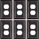 Metal Wall Plate for Electrical Outlets, Decorative Aged Bronze Switch Plates Outlet Cover, Light Switch Cover Plate, 1-Gang Wall Plates (Duplex Outlet, 6 Pack)