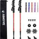 Aihoye Hiking Trekking Poles, 2 Pack Collapsible, Lightweight, Anti Shock, Walking Sticks, Adjustable Hiking Pole for Men and Women (red)