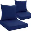 24x24 Inch Outdoor Cushions for Patio Furniture Set of 2, Waterproof Outdoor Chair Cushions w/Fade-Resistant, Removable & Machine-Washable Covers, Deep Seat Sofa/Couch Pads Replacement, Navy Blue