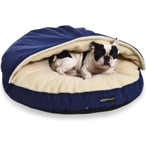 Amazon Basics Pet Cave Bed for Dog, With Removal Nesting Cave Cover, Fits up to 30lbs Pets, 35 x 35 x 13 inches, Blue (Large (Pack of 1))