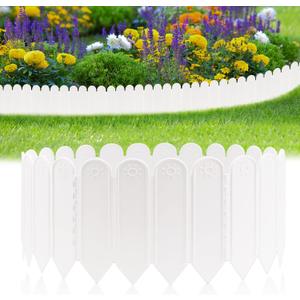 EEOCWF 10PCS White Garden Edging Borders, 8.66 in Tall Plastic Garden Landscape Edging, 7.2ft Interlocking Decorative Garden Fences Edging, Lawn Edge Flower Bed Border for DIY Patio Walkways Yard