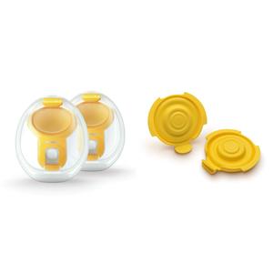 Medela Hands-Free Collection Cups for Freestyle Flex, Pump in Style & Swing Maxi Pumps, 1 Set of 2 Cups + PersonalFit Flex Replacement Membranes, 2-Pack for Medela Breast Pumps