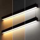 LEONLITE 4FT Linkable LED Linear Light, Dimmable Architectural LED Suspension Office Lighting Fixture, 3CCT, ETL Listed, Matte Black Aluminum Housing, Pack of 2