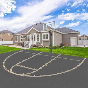 Reusable Basketball Court Marking Kit Foldable Design Basketball Court Stencil Kit for Concrete, Asphalt, Tiles, Driveway or Backyard - No Paint Included