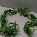 6FT Eucalyptus Garland with Flowers, 2 Pack Artificial Greenery Garland Hanging Spring Eucalyptus Garland Suitable for Table Wedding Backdrop Arch Wall Party UV Protected Indoor Outdoor Decor