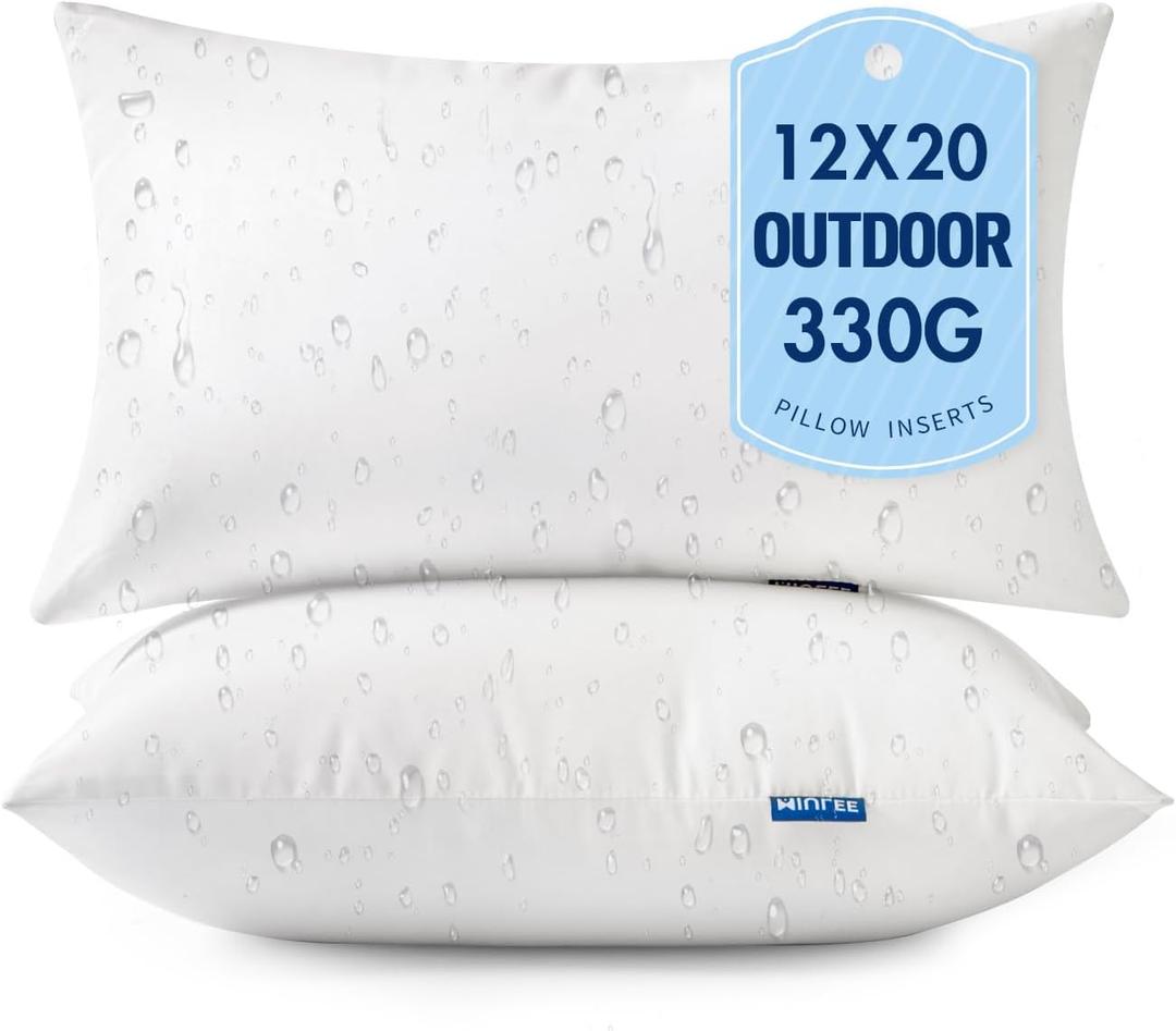 MIULEE 12x20 Outdoor Pillows,Set of 2 Throw Pillows Waterproof,Soft Support Throw Inserts Decorative Water Resistant for Patio Furniture and Garden