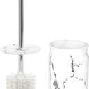 Toilet Brush and Holder Set - Toilet Bowl Brush and Holder with Sturdy Bristles for Thorough Cleaning - Concealed White Bathroom Accessories Toilet Cleaner Brush for Bathroom (Marble Look)
