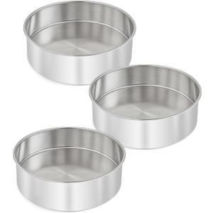 6 Inch Cake Pan - 3PCS Stainless Steel Smash Cake Baking Pans Tins, Round Bakeware for Party Birthday Wedding, Mirror Finish & Dishwasher Safe