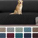 H.VERSAILTEX Water Resistant Couch Cover for 3 Cushion Couch Reversible Sofa Slipcover Quilted Furniture Protector with Elastic Strap Non Slip Sofa Cover for Dogs Pets(Sofa, Black/Grey)  22"D x 66"W x 33"H