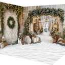 Christmas Photography Props Chris Photo Backdrops Winter Barn Door Backgrounds,10x8ft&10xx8ft&8x8ft