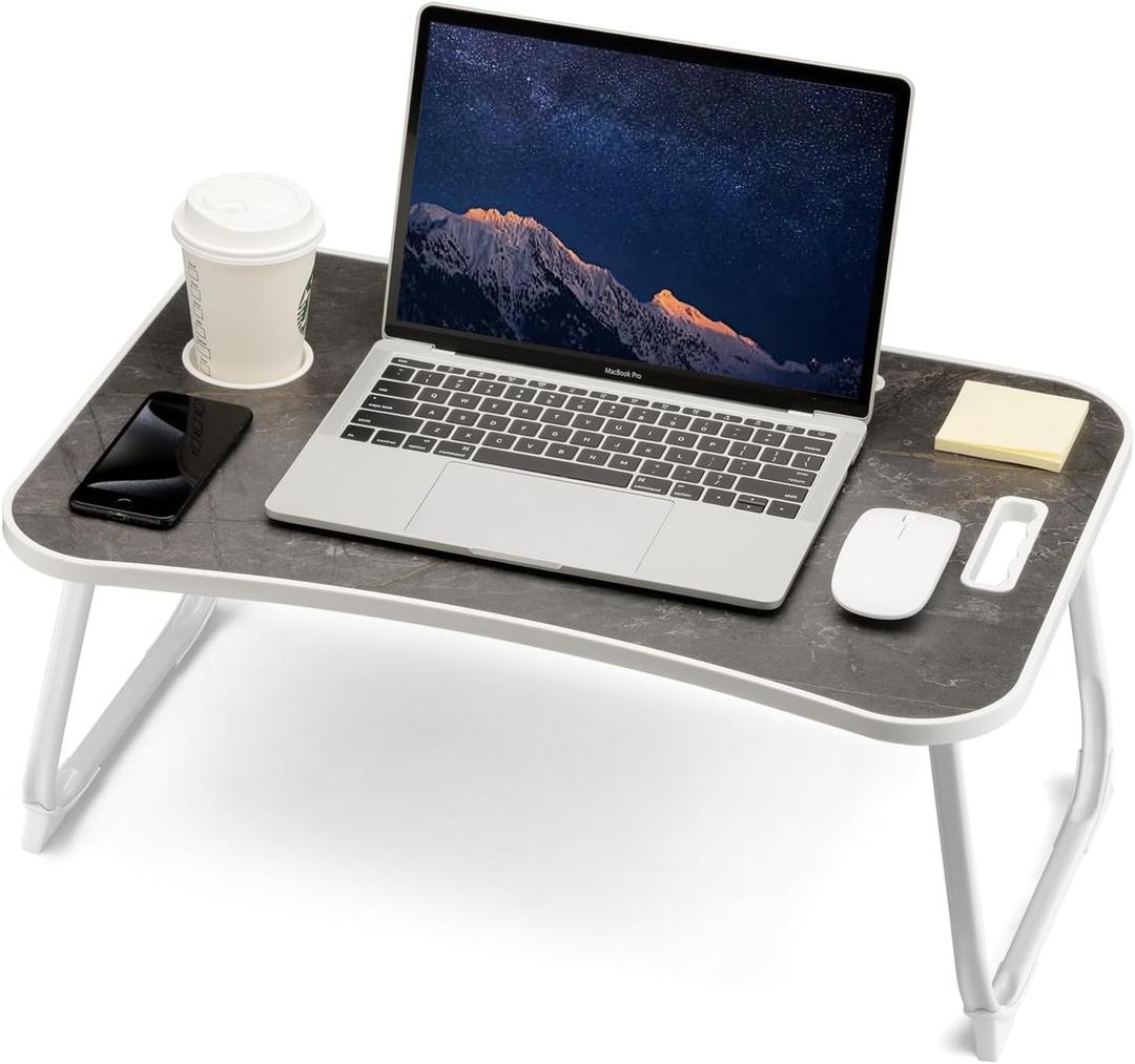 ZEAPTAC Foldable Lap Desk, Bed Desk, Bed Table & Laptop Stand w/Cup Holder