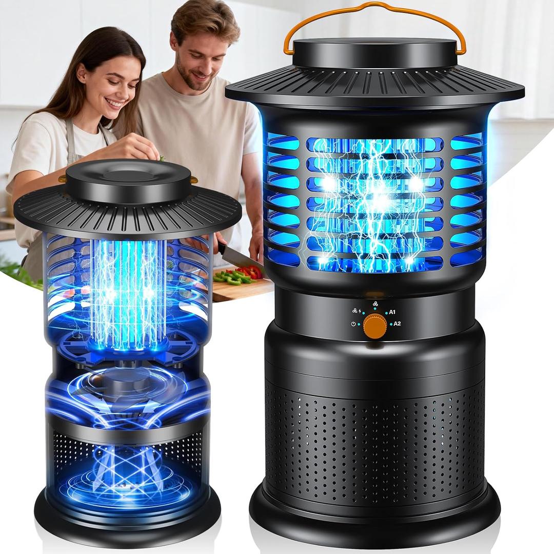 Bug Zapper Outdoor, 2-in-1 Mosquito Zapper with Zap & Trap, 8000mAh Long-Lasting Performance, Cordless Rechargeable Fly Zapper for Patio, Camping, Garage, Kitchen