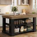 Tribesigns 55" Kitchen Island with Seating and Storage, 3-Tier, Farmhouse, Large