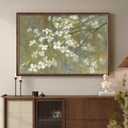 Framed Vintage Floral Wall Art, Green White Neutral Farmhouse Botanical Canvas Painting Prints Artwork for Walls, Rustic Retro Flower Picture for Living Room Bedroom Kitchen Hallway Wall Decor, 24x36