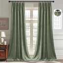 StangH Pinch Pleated Velvet Curtains for Living Room, Sage Green Room Darkening Plush Window Curtains Vertical Insulating Energy Floor to Ceiling Drapes for Sliding Door, W38 x L108, 2 Panels