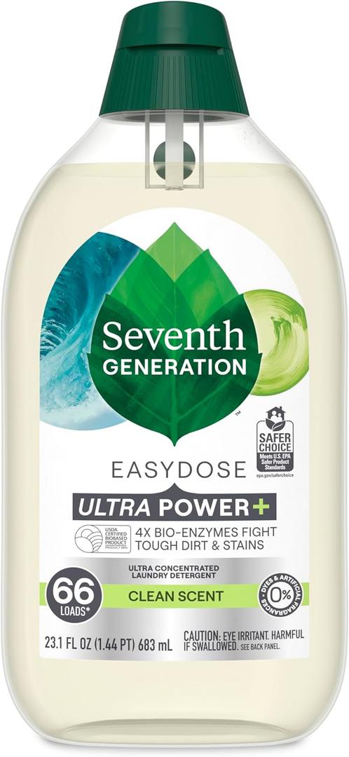 Seventh Generation, Laundry Detergent Ultra Power Plus Clean Scent, 23.1 Fl Oz