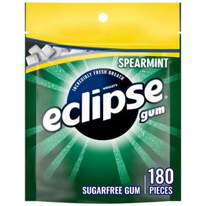 ECLIPSE Spearmint Chewing Gum Sugar Free, Mint Gum Bulk Pack, 8.8 Ounce (180 Piece Bag) (EXP 05/01/26)