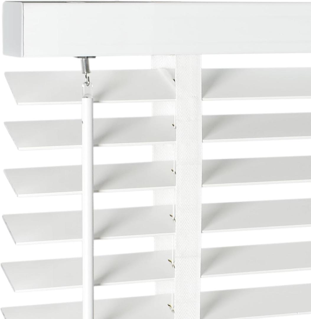 2" Cordless Solid Wood Blinds for Indoor Window,29.5" W x 48" H White