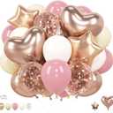 68pcs Pink and White Balloons Dusty Pastel Light Pink Sand White Rose Gold Cream Heart Star 12 Inch Balloon Decorations for Baby Shower Girls Bachelorette Birthday Bridal Wedding Party Decor Supplies