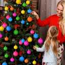 6 Pcs 4 Inches Large Neon Christmas Balls Ornaments Colored Shatterproof Baubles Bright Christmas Tree Decoration Fluorescence Plastic Hanging Balls Ornaments for Xmas Holiday Party Home